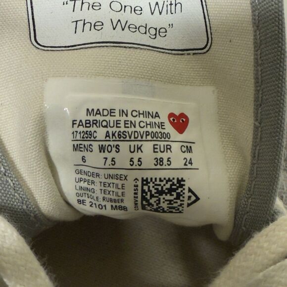 Converse Comme des Garçons PLAY x Jack Purcell Drizzle Black Men 6 Women 7.5 GUC - Picture 7 of 11